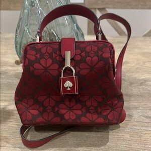 Kate Spade Burgundy and Black Floral Crossbody Bag